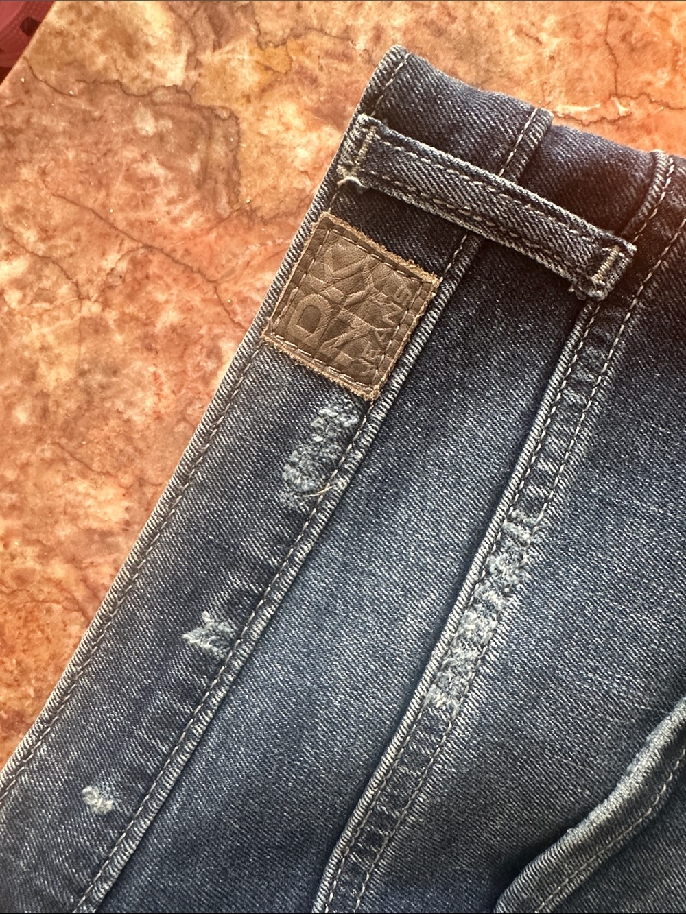 Dkny Women’s Distressed Dark Blue Straight Jeans - Picture 10 of 15